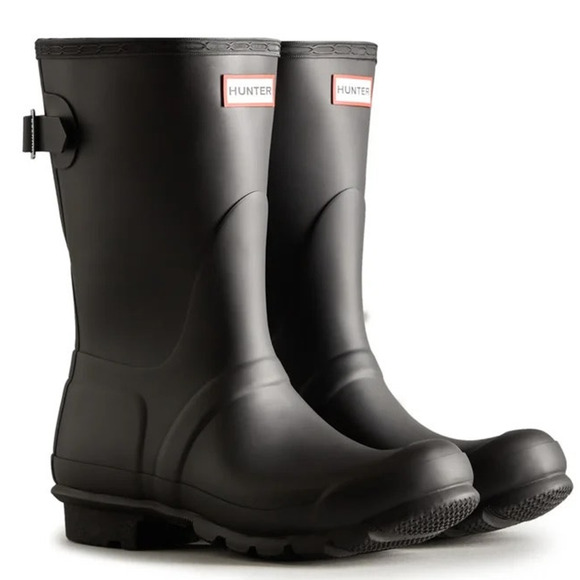Hunter Women's Original Back Adjustable Short Rain Boots Black Size 11 - Picture 1 of 9